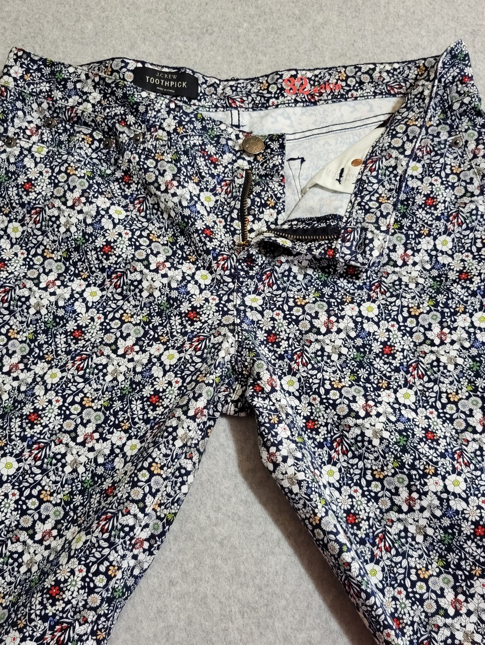 J. Crew Floral Ankle Jeans - Black, White & Red - Picture 4 of 15
